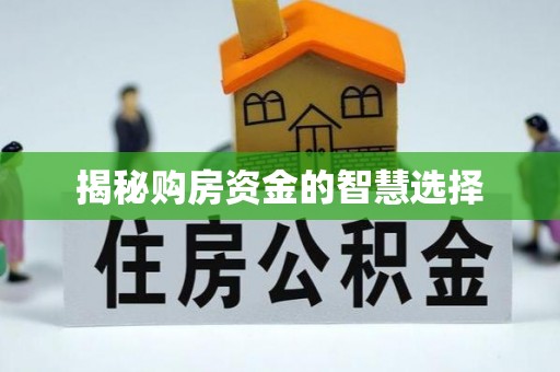 武平揭秘购房资金的智慧选择