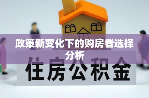 武平政策新变化下的购房者选择分析